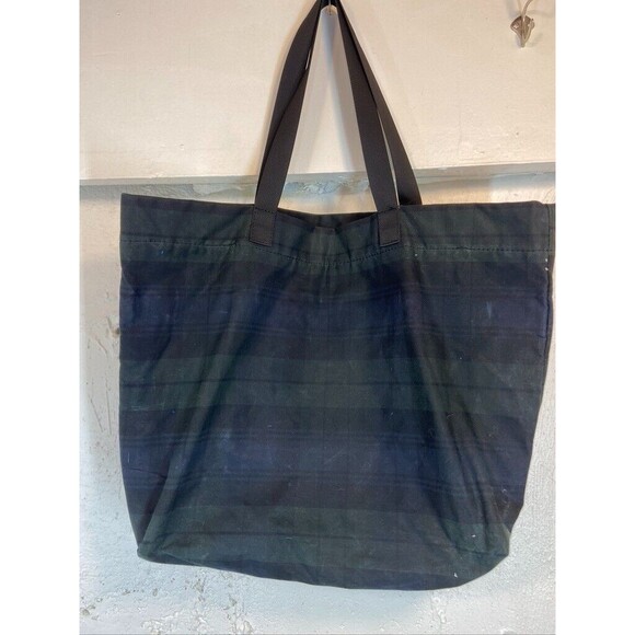 Handbags - STORMY KROMER GREEN BLUE CHECK 13 X 15 DOUBLE HANDLE CANVAS TOTE